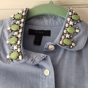 J. Crew Tops - J.Crew button down with embellished collar - Sz 2 J. Crew Tops - J.Crew button down with embellished collar - Sz 2